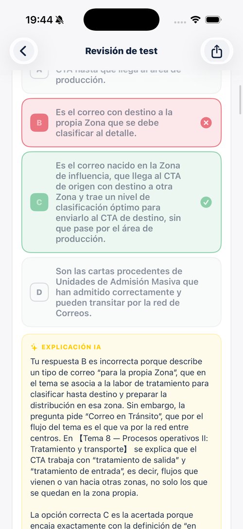 Revisión del test con la explicación de la IA